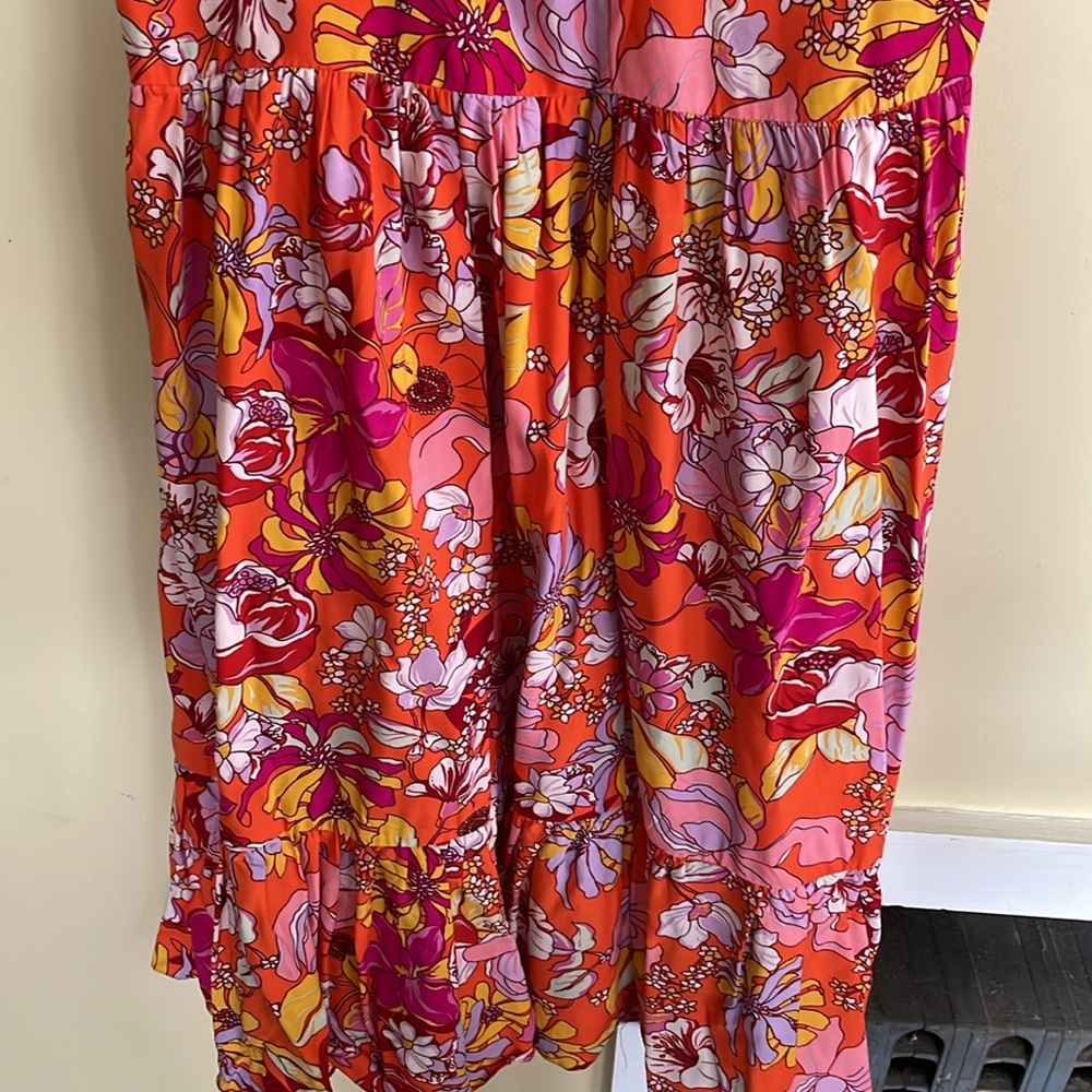 Vince Camuto Red Floral Maxi Dress with Pink & Yellow Accents - Picture 6 of 9